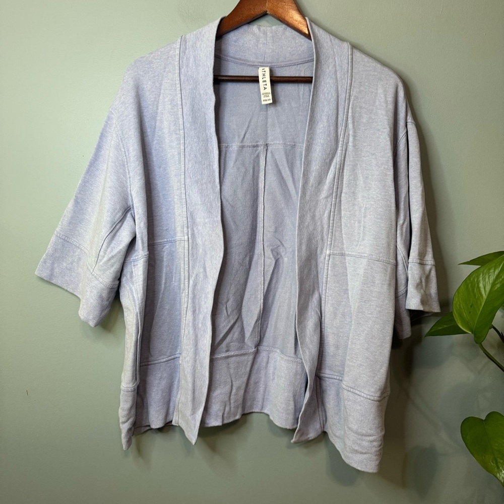 Athleta Lotus Textured Wrap Cardigan Light Blue Open Shrug. XXS/XS - Picture 3 of 11